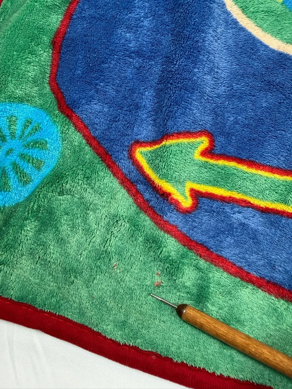 VINTAGE THOMAS THE TRAIN Fleece Throw Blanket 30x43 Blue Green Kids